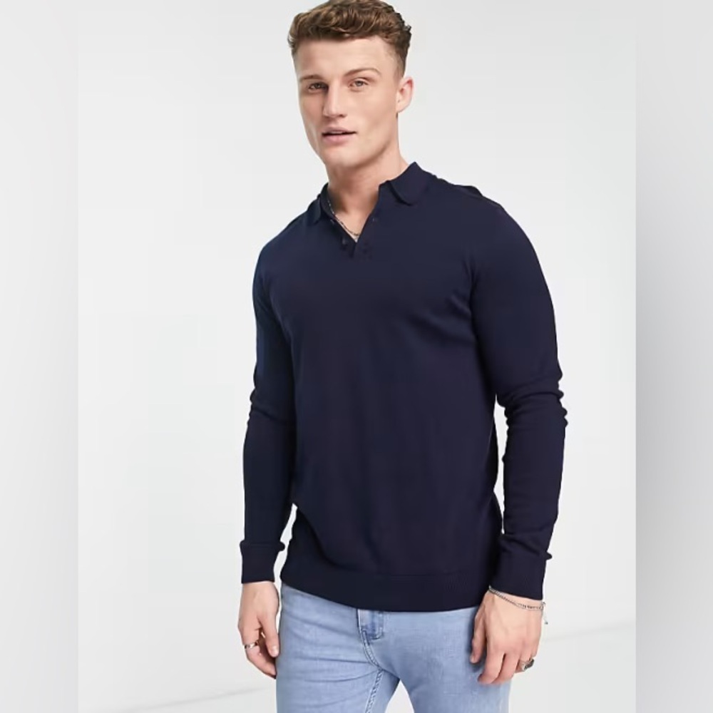 NWT! Selected Homme‎ knitted polo in navy